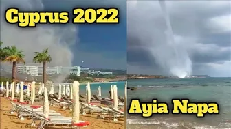 Horrible Waterspout hit the Ayia Napa Beach Sunbeds flew away! Cyprus 2022 - Υδροστρόβιλος Αγία Νάπα