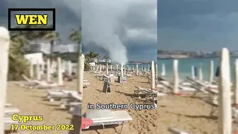 Horrible Waterspout hit the Ayia Napa Beach Sunbeds flew away! Cyprus 2022 - Υδροστρόβιλος Αγία Νάπα