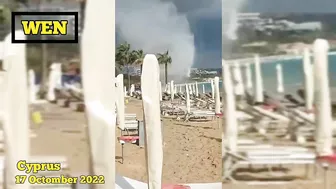 Horrible Waterspout hit the Ayia Napa Beach Sunbeds flew away! Cyprus 2022 - Υδροστρόβιλος Αγία Νάπα