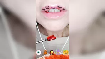 ASMR Eating Satisfying Halloween Emoji Food Challenge Mukbang 먹방