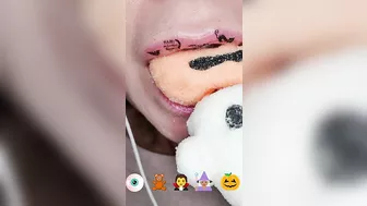 ASMR Eating Satisfying Halloween Emoji Food Challenge Mukbang 먹방