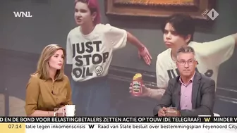 Klimaatactivist lijmt zich live op tv vast aan talkshowtafel Jinek