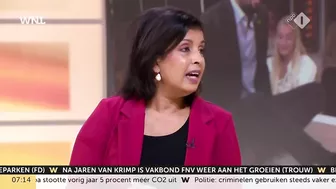 Klimaatactivist lijmt zich live op tv vast aan talkshowtafel Jinek