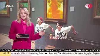 Klimaatactivist lijmt zich live op tv vast aan talkshowtafel Jinek