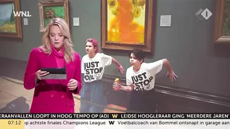 Klimaatactivist lijmt zich live op tv vast aan talkshowtafel Jinek