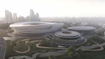 Zaha Hadid Architects models giant sports venue on Hangzhou tea farms | Dezeen