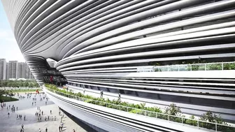 Zaha Hadid Architects models giant sports venue on Hangzhou tea farms | Dezeen