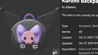 FREE ACCESSORY! HOW TO GET Kuromi Backpack! (ROBLOX My Hello Kitty Cafe EVENT)