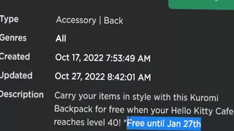 FREE ACCESSORY! HOW TO GET Kuromi Backpack! (ROBLOX My Hello Kitty Cafe EVENT)