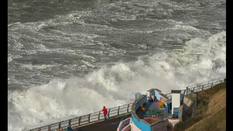 Storm Claudio hits Chesil beach with huge waves smashing the coast