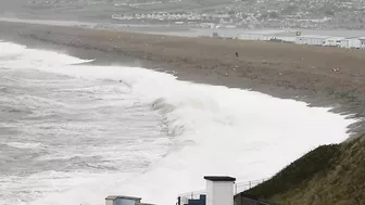 Storm Claudio hits Chesil beach with huge waves smashing the coast