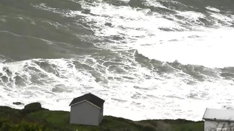 Storm Claudio hits Chesil beach with huge waves smashing the coast