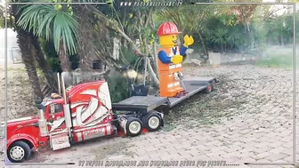 Giant Models Peterbilt and Giant Lego Minifigure transport