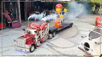 Giant Models Peterbilt and Giant Lego Minifigure transport