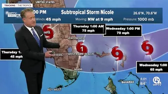 Subtropical Storm Nicole, 4 p.m. advisory for Nov. 7, 2022