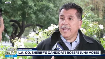 L.A. County Sheriff candidate Robert Luna casts his ballot in Long Beach