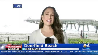 Deerfield Beach Pier Damaged By Crashing Waves Caused By Hurricane Nicole