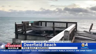 Deerfield Beach Pier Damaged By Crashing Waves Caused By Hurricane Nicole