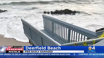 Deerfield Beach Pier Damaged By Crashing Waves Caused By Hurricane Nicole