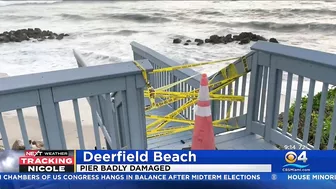 Deerfield Beach Pier Damaged By Crashing Waves Caused By Hurricane Nicole