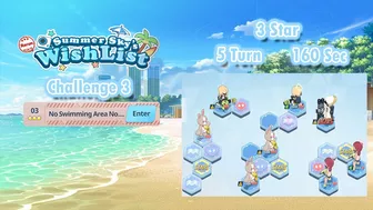 Blue Archive Global - Summer Sky Wishlist Rerun Challenge 3 (3 Star, 5 Turn & 160 Sec Clear)