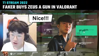 Faker buys Zeus a gun in Valorant ???? | T1 Stream Moments | T1 cute moments 2022