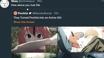 Twitter is NOT happy with Anime Girl Pochita...