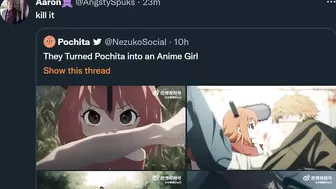 Twitter is NOT happy with Anime Girl Pochita...