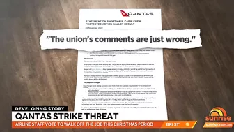 Travel chaos as Qantas flight attendants threatening to strike before Christmas | Sunrise