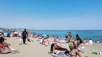 4K - Beach Walking - Barcelona Spain - Summer June 2022