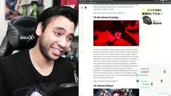 Gigguk's reaction on putting Demon Slayer in top 14 Anime of all time by IGN ????