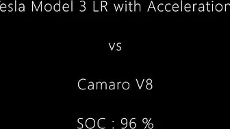 2020 Tesla Model 3 LR with Acceleration Boost vs Camaro V8, 1/4 and 1/4 mile