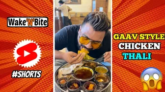 VILLAGE STYLE CHICKEN THALI EATING CHALLENGE | Spicy Chicken Thali Competition | #shorts #foodie