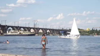 Beach on Komsomolsky Island - Dnipro, Ukraine.