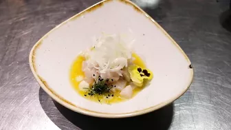 Seabass ceviche & leche de tigre at Blue Lagoon restaurant, Elounda Beach, Crete