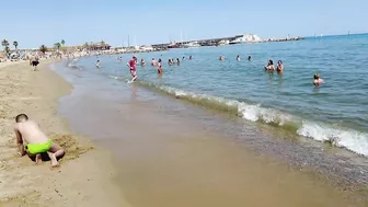 Beach Walking Spain - Barcelona Barceloneta Beach - June 2022