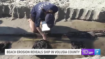 Beach erosion brought by hurricanes Ian, Nicole uncovers wooden ship from 1800s