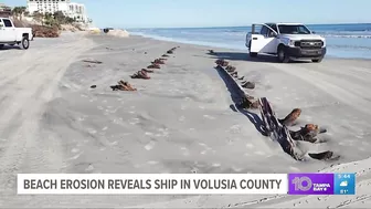 Beach erosion brought by hurricanes Ian, Nicole uncovers wooden ship from 1800s