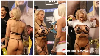 WOW! EBANIE BRIDGES REVEALS ONLY FANS SPONSOR AT WEIGH IN, FACES OFF WITH O’CONNELL