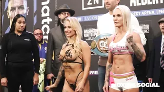 WOW! EBANIE BRIDGES REVEALS ONLY FANS SPONSOR AT WEIGH IN, FACES OFF WITH O’CONNELL