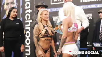 WOW! EBANIE BRIDGES REVEALS ONLY FANS SPONSOR AT WEIGH IN, FACES OFF WITH O’CONNELL