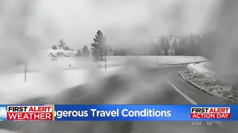 Heavy snow and window causes dangerous travel conditions