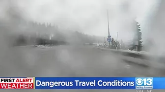 Heavy snow and window causes dangerous travel conditions