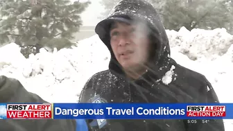 Heavy snow and window causes dangerous travel conditions