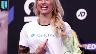 La boxeadora Ebanie Bridges promocionó su OnlyFans en lenceria en plena ceremonia de pesaje