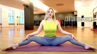 Middle split stretches. Stretching routine. Contortion workout. Gymnastics training. Yoga Flex