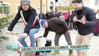 Caro bollette: L'albero di Natale illuminato... pedalando in bici -Oggi è un altro giorno 14/12/2022