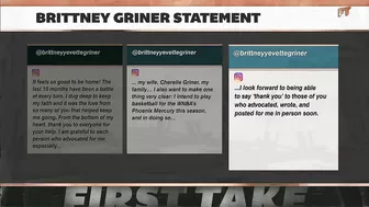 Brittney Griner posts a statement on Instagram following her release | First Take