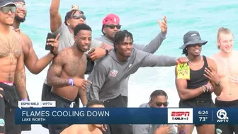 Liberty football team enjoys Florida weather at beach party