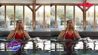 Sara Ali Khan SIZZLES in red hot bikini as she takes a dip in the pool during her UK vacation